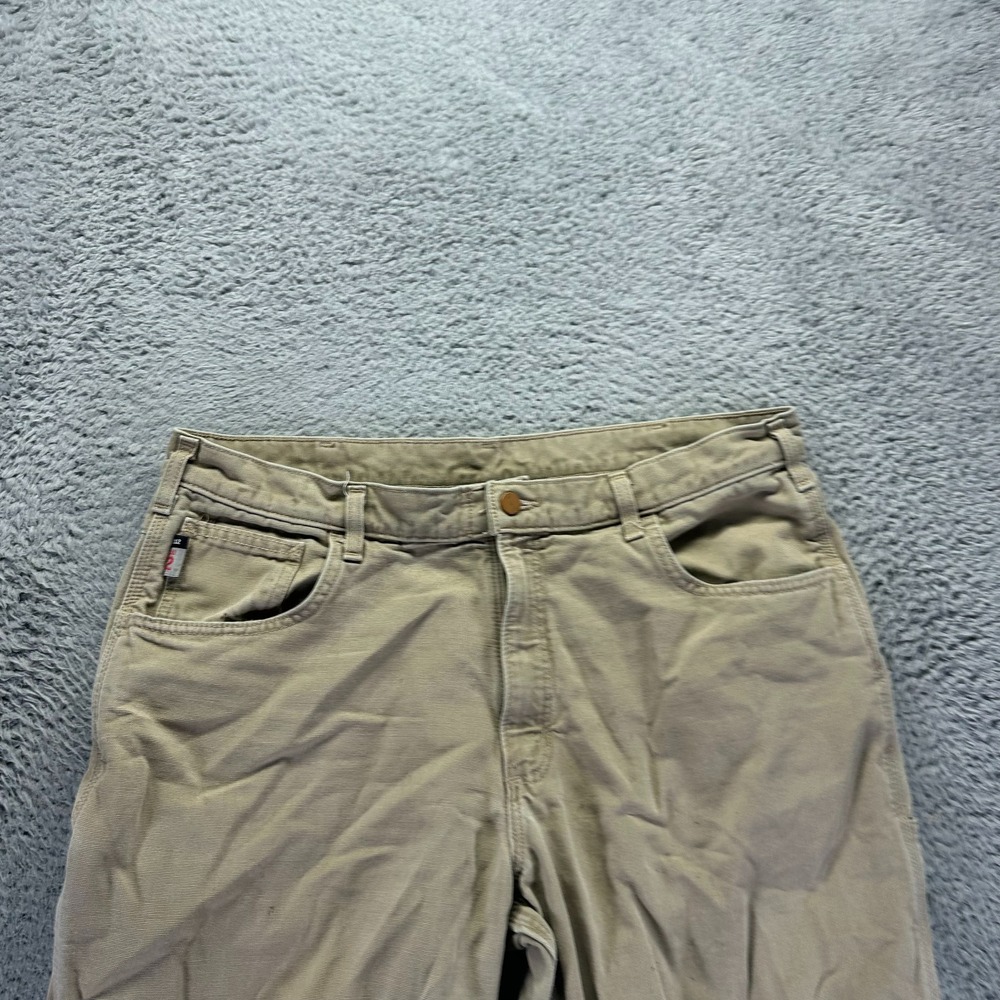 Carhartt Flame Resistant Pant Mens 38x27 Brown Cotton Carpenter Straight Travel - Picture 2 of 14